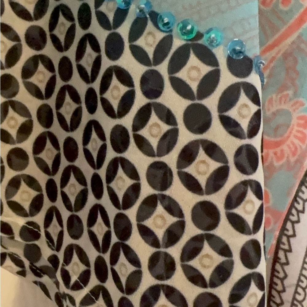 NWOT Soft Surroundings Coral and Blue Sheer Paisley Kimono Topper - Picture 7 of 10